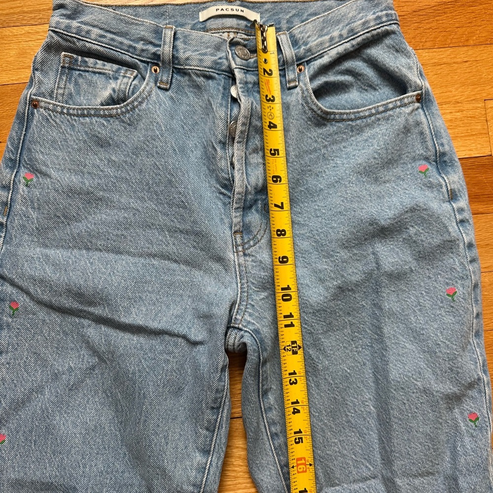 Floral PacSun Blue Straight Leg Dad Jeans size 26 - Picture 7 of 9
